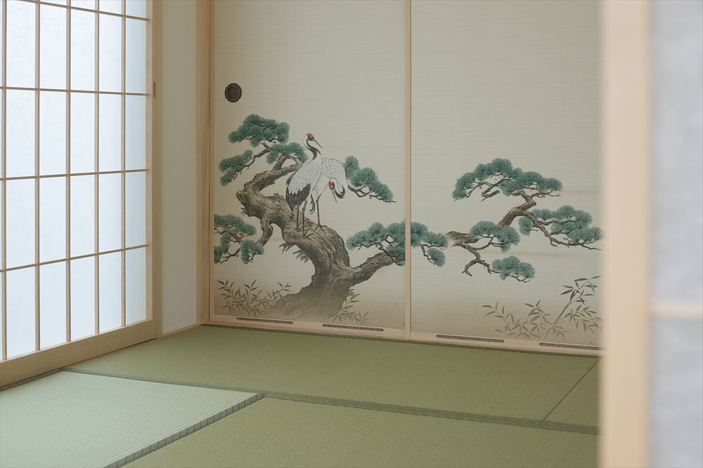 襖、畳、縁有、和室、障子、かっこいい、松、鶴
